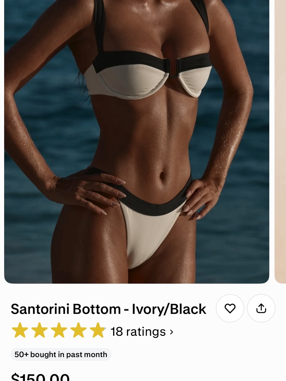 Monday Swimwear Santorini Bottom - Ivory/Black Women's Swim Bottom
